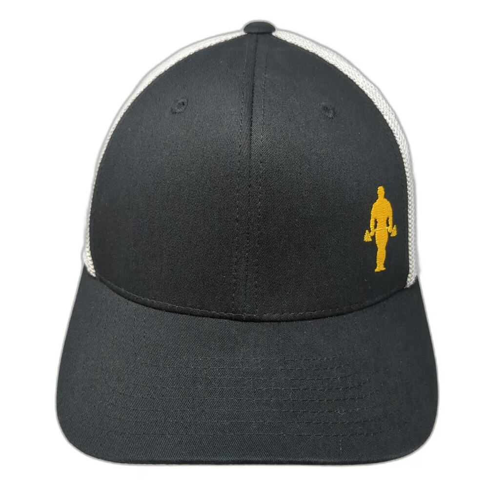 Gold's Gym Baseball Cap Black White One Size Mesh Back Stretch Fit Hat Workout